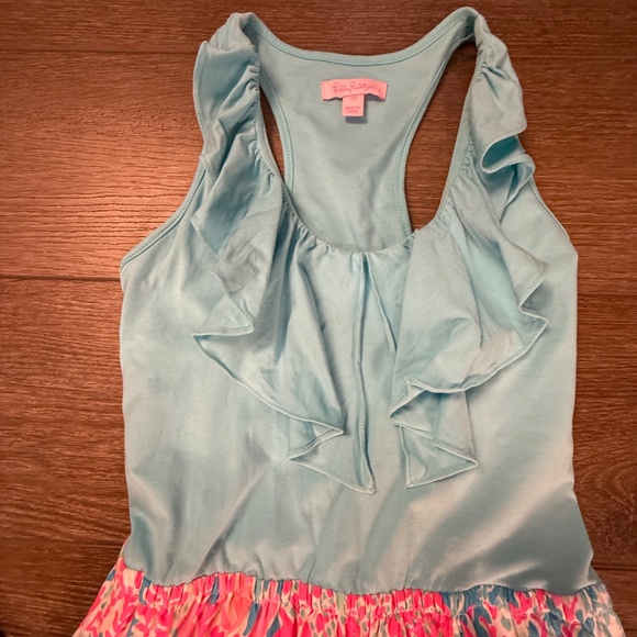 Lilly Pulitzer Danita Dress Lets Cha Cha Sz XS Ruffle Front, Racerback, Preppy - Picture 6 of 11